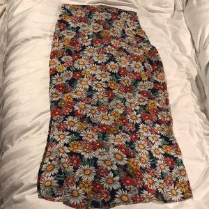 Reformation floral midi skirt with side slit